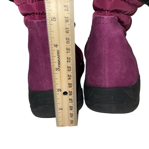 Lands End Women's Ankle Booties Size 8.5B Purple Suede and Nylon Faux Fur Trim - Picture 6 of 10